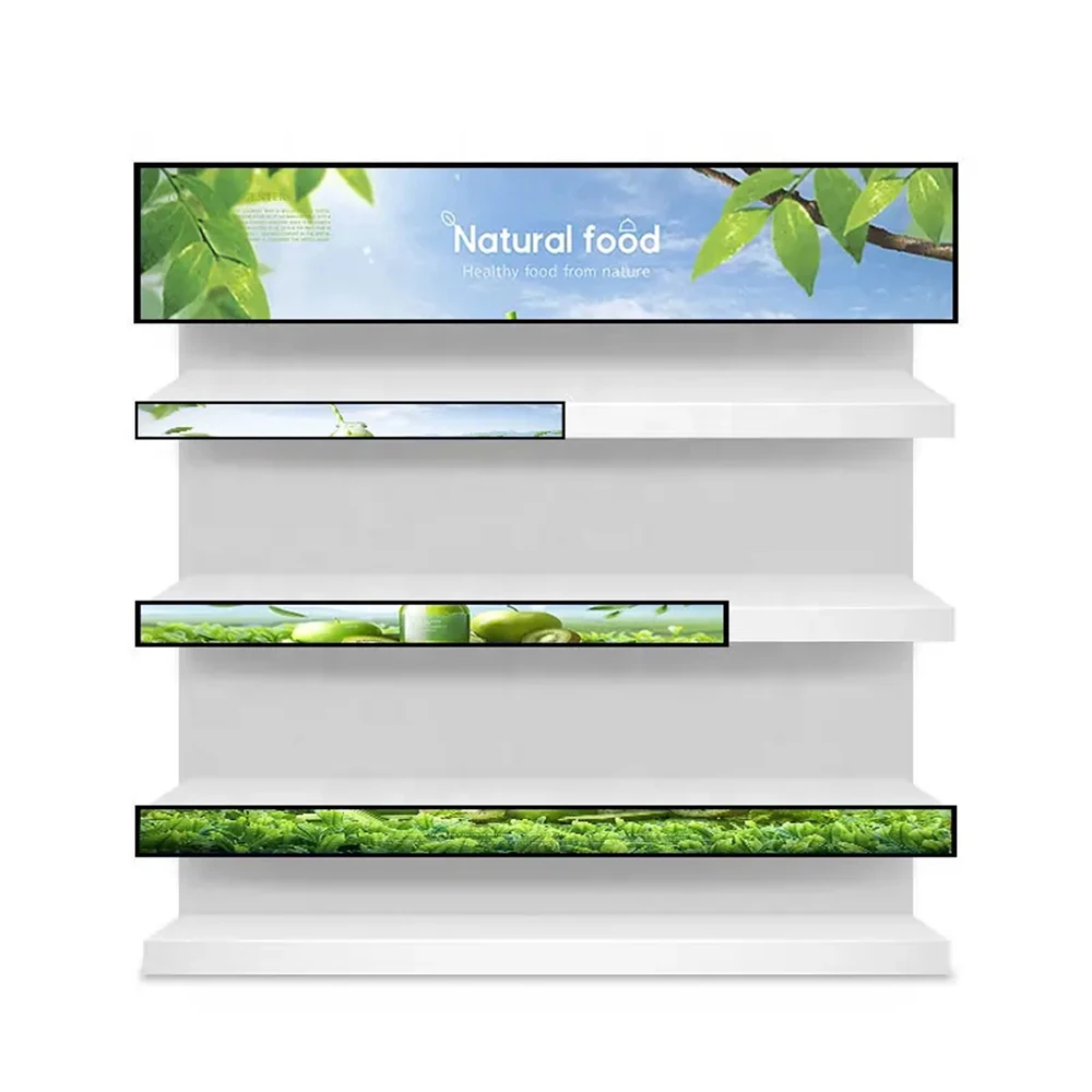 Supermarket Ultra Wide Strip Shelf Edge Advertising Digital Signage Monitor Type Stretched Bar Led Display Screen Manufacturer