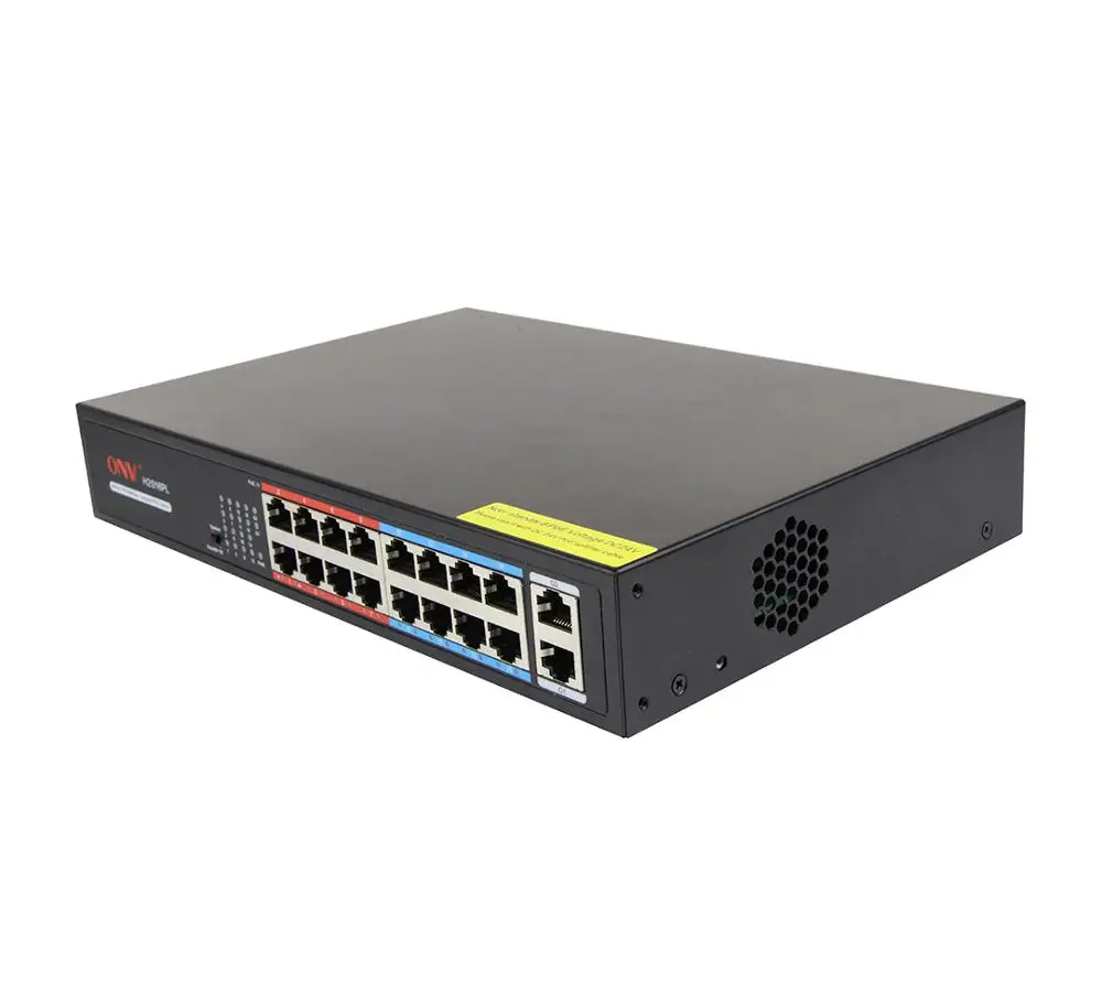 ONV 10/100M 18-Port Long Transmission Distance ubiquity PoE Switch support 24V, 52V (ONV-H2016PL)