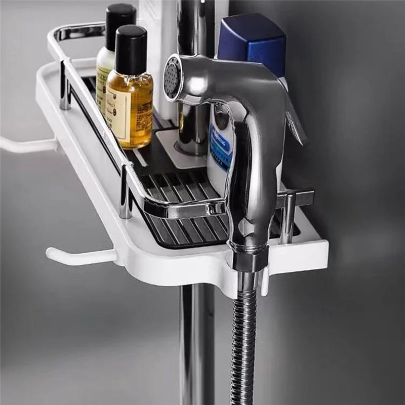 

Latest Shower Rack Household Bathroom Bathroom Lifting Bracket Non-Porous Bathroom Shower Bar Tray Storage