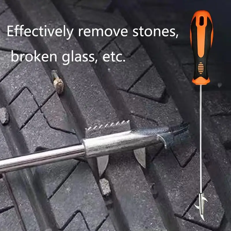 Car Tire Stones Remover Auto Tire Stone Removal Hook Multifunctional Tire Gravel Cleaning Tool Vehicle Tire Groove Tool Car Tire