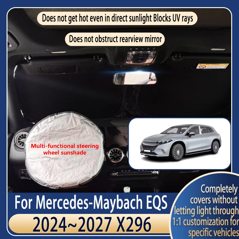

Steering wheel Car Sun Visor For Mercedes Maybach EQS X296 2024~2027 2026 Summer Cooling Accessories Front Windshield Sunshade