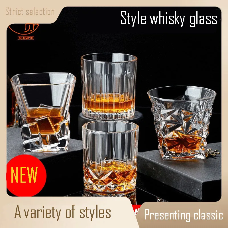 European High Appearance Level Crystal Water Cup,Lead-Free,No Frayed Edge,Texture,Home Bar Wide Mouth,Whiskey Glass,Beer Mug