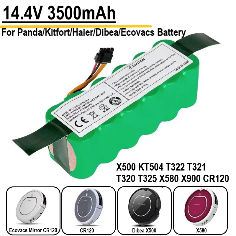 14.4V Ni-Mh Battery Compatible with AMIBOT, ARIETE BRICIOLA, DIBEA, HAIER, MIDEA, PROFIMASTER, LP43SC2000P X500 Vacuum Cleaner