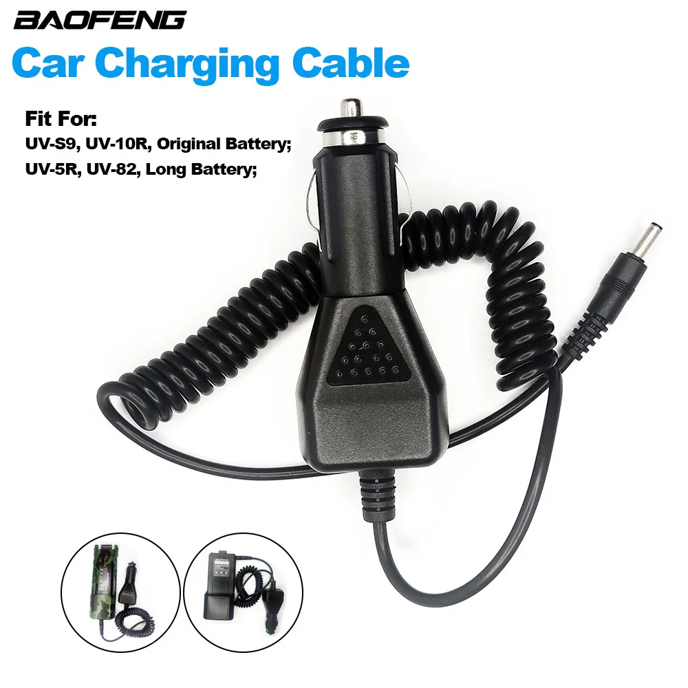 24V Cigarette Lighter Charger Car Charging Cable for Baofeng Walkie Talkie UV-S9 UV-10R Original UV-5R UV-82 Long Battery Charge