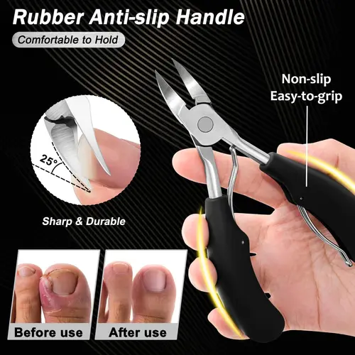 Imagen 2 del producto Kit de cortaúñas para pies de alta resistencia, 5 uds., para uñas gruesas, cortaúñas encarnadas para personas mayores, hombres, juego de cortaúñas inclinadas grandes