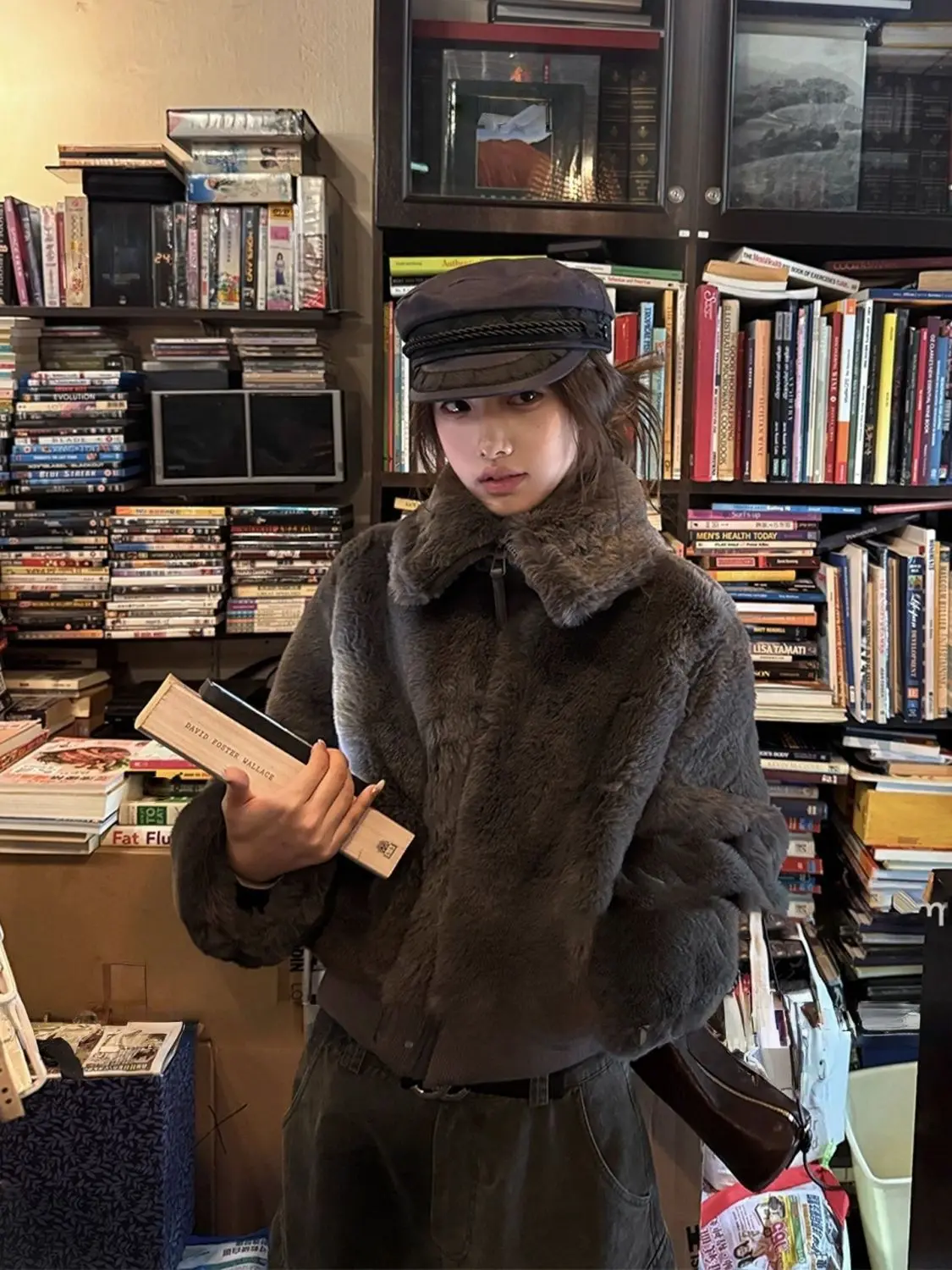 인조 모피 여성 코트, 여성용 휴가용 자수 프리미엄 아메리칸 스타일 허리 조절 가능한 네이처 플레어 기품 있는 트렌드