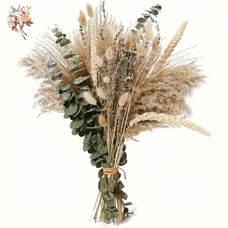 

95pcs Dried Flowers Bouquet Nature Pampa Bunny Tail Eucalyptus Boho Home Garden Decoration Artificial Flower Wedding Arrangement