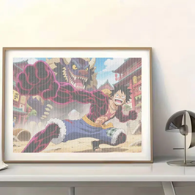 1PC Kit di pittura diamante trapano completo 5D fai da te, One Piece Monkey D. Rufy Gear 4 Snakeman Vs Kaido Epic Battle Anime Manga Fan Art C