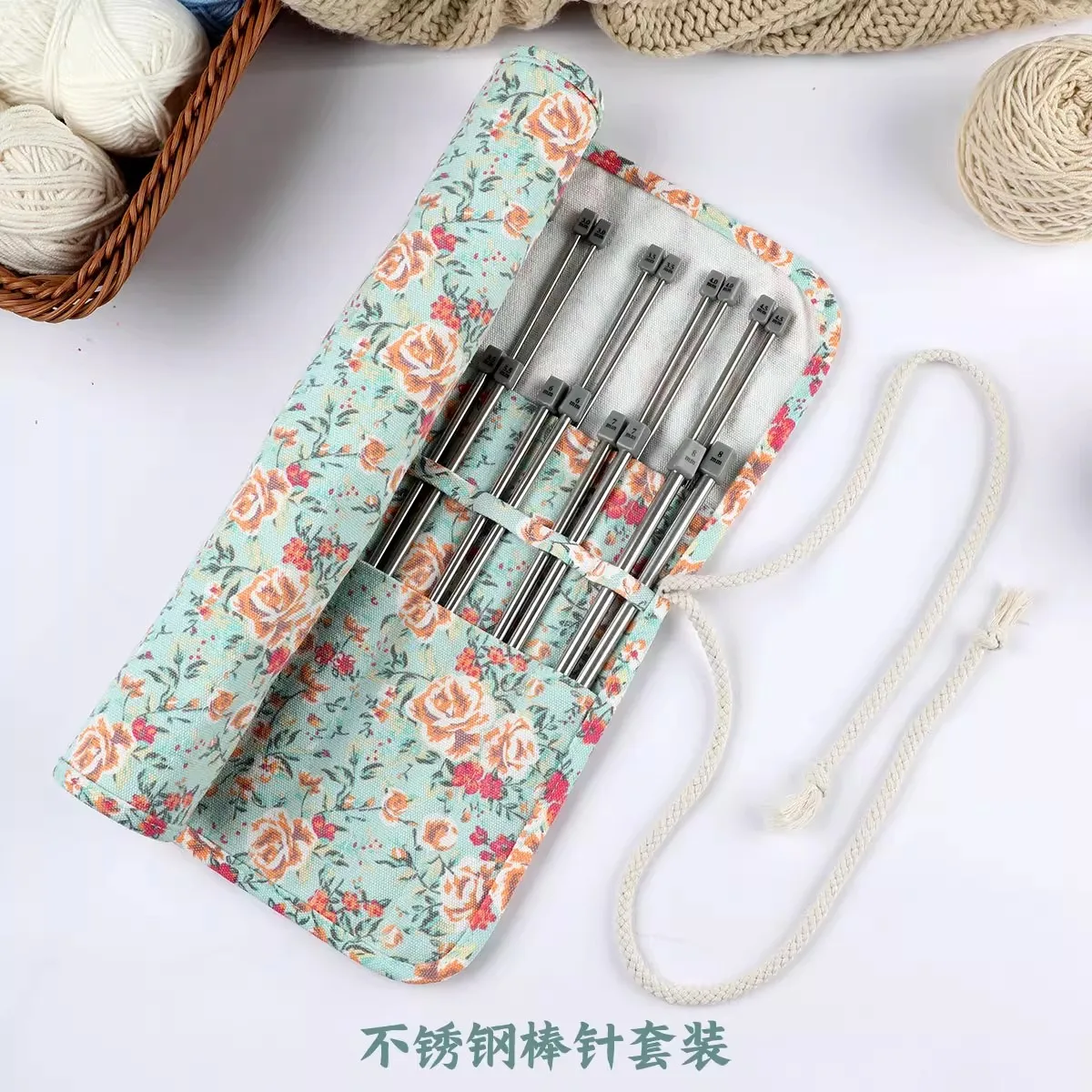 

Stainless Steel Knitting Needles Set with Canvas Storage Bag | Sturdy All-in-One Starter Set & Craft Gift