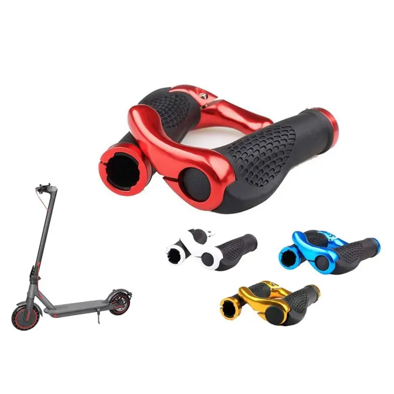 CGDS-2PCS The Comfiest Ergonomic Bicycle Handlebar Rubber Grips Anti Slip Contoured Design Aluminum Alloy Inner Ring Clamps