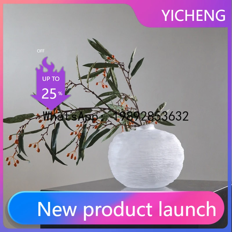 

QQ White Frosted Glass Vase Manual Irregular Pleats Flower Vase Hydroponics Terrarium Flower Arrangement Home Decoration