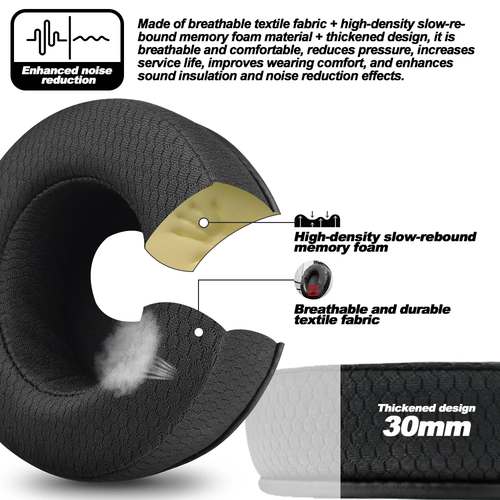Earphone Pads for Samson SR850 SR950 85 95 Replacement Earpads Headphones Mesh Cloth Memory Covers Sponge Soft Protein view 2