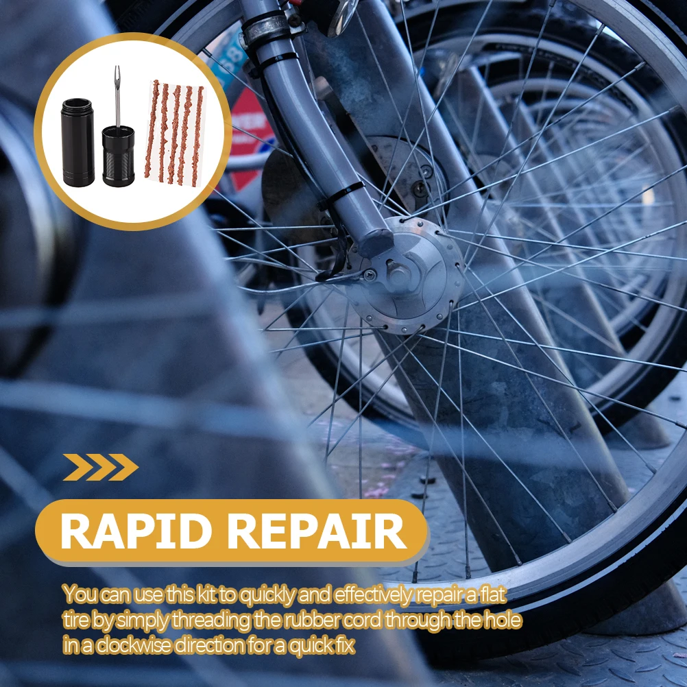 

1 Set Of Rubber Strip Bike Tire Repair Kit Emergency Puncture Fixing Tool For Mountain Road Folding Wheels Cycling Repair String