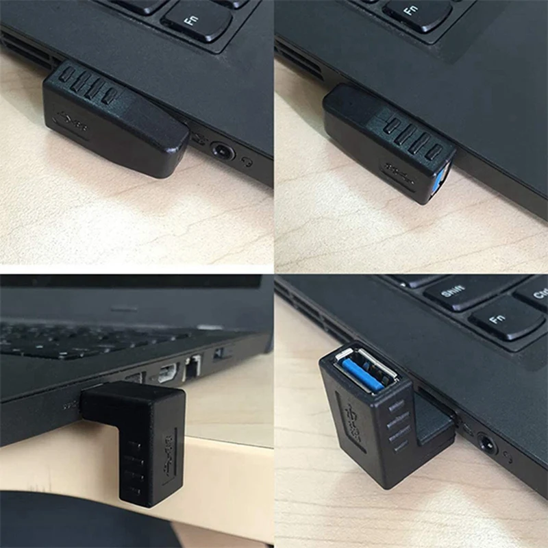 4PCS USB 3.0 Adapter Couplers 90 Degree Male To Female USB Connector - Including Left,Right,Up,Down Angle Adapter