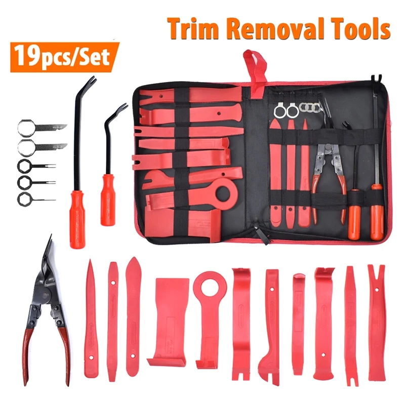 19Pcs Car Audio Removal Tools Set Body Panel Trim Stereo Repair Remover Fastener Dash Radio Pry Disassembly Repair Tool Set Kit