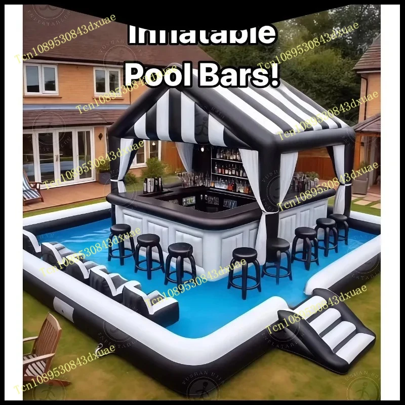 

Water Fun Inflatable Floating Island Swimming Pool Floating Bar Lazy River Lounge Inflatable Swimming Pool Bar