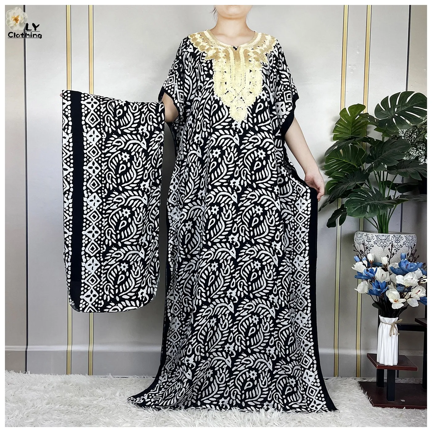 New Abayas Summer Short Sleeve Dress 2023 Dubai Maxi Cotton Loose Boubou Muslim Women Casual Dress African Tradition Clothes