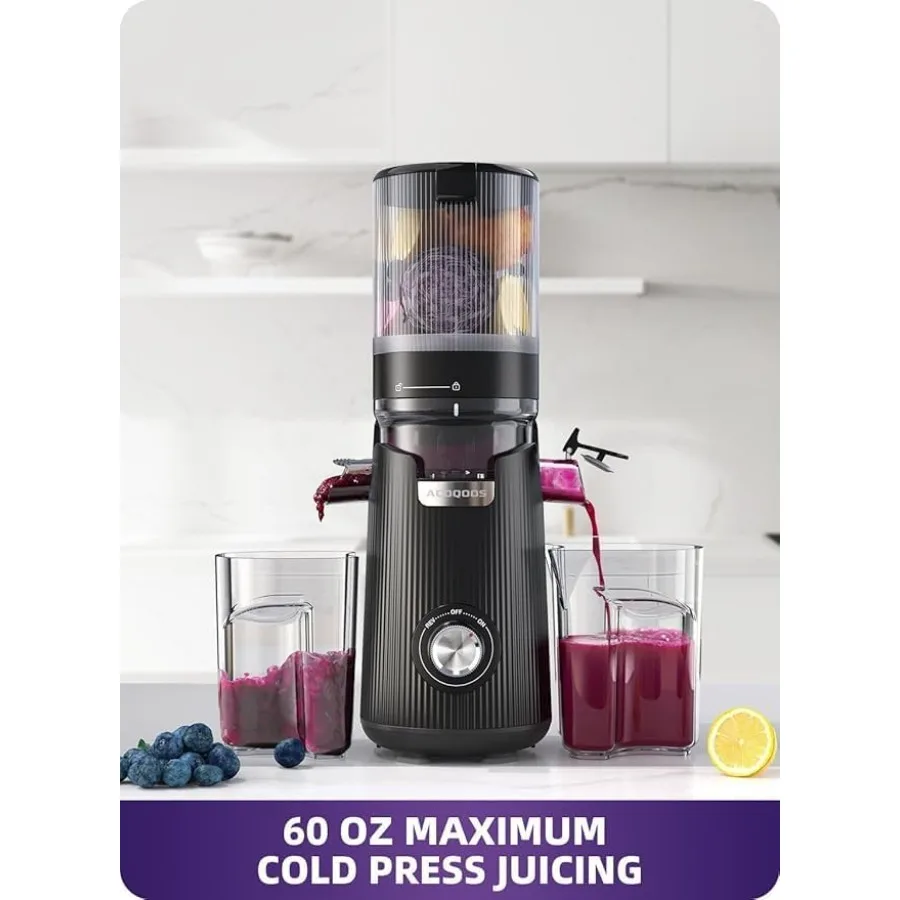 Juicer Machines 5.3 Wide Chute for Whole Fruit and Vegetable 1.8L AutoFeed TimeSaver Slow Masticating High Yield Easy to Clean