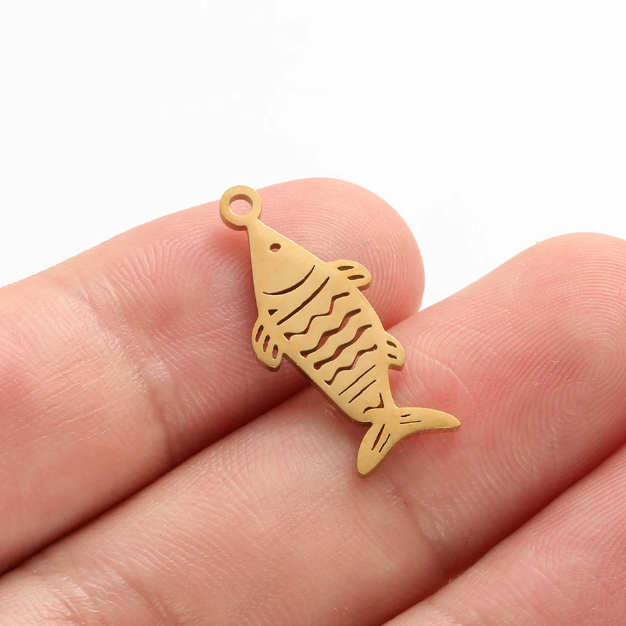 6 Stück modische Tieranhänger, Meeresschildkröten-Schwanz, Pferd, Edelstahl, Hummer, Vogel-Charms für die Schmuckherstellung, handgefertigte Schlüsselanhänger im Großhandel – Detail 18