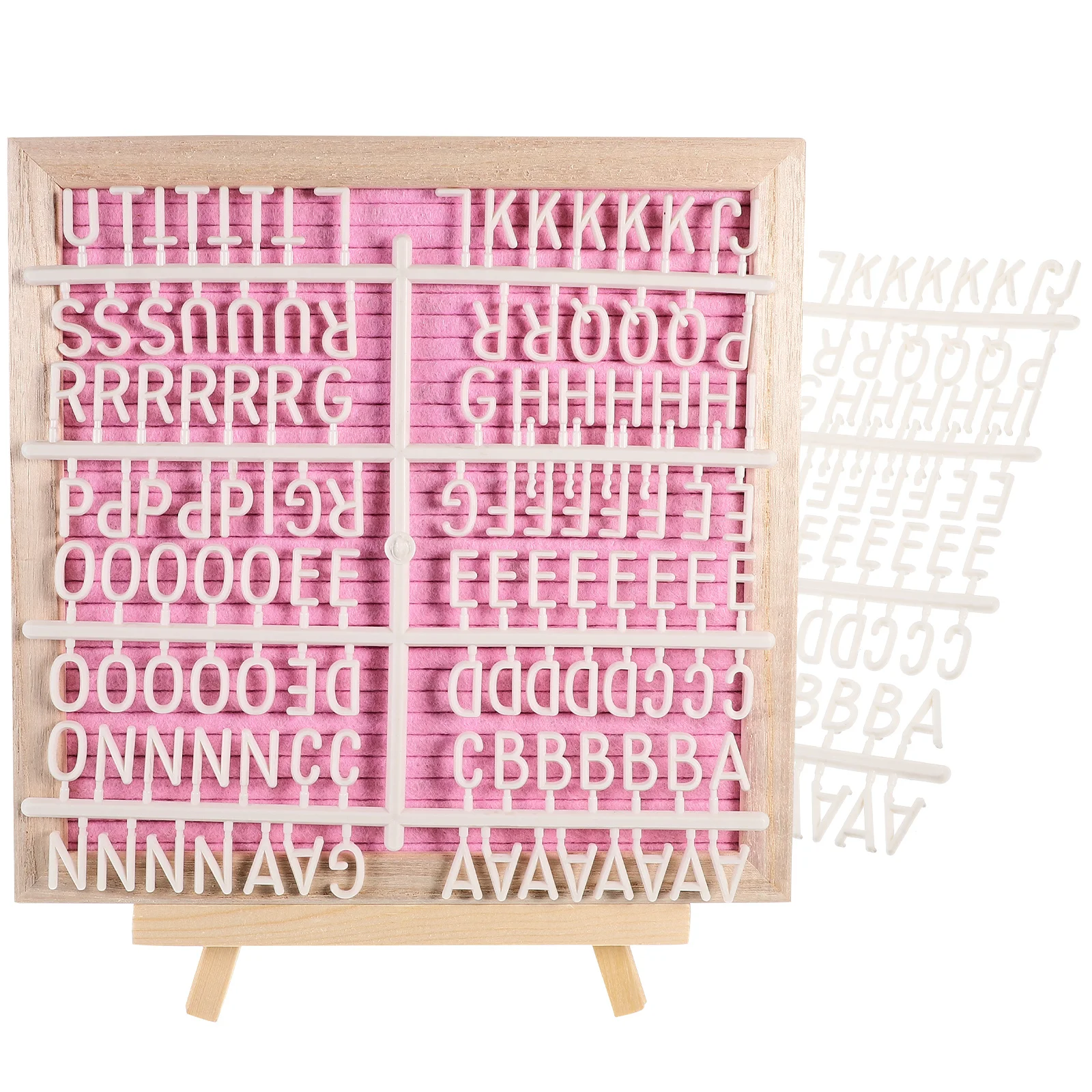 Placa de feltro com 240 letras, moldura de madeira rosa, dupla face, chá de bebê, casamento, aniversário, natal, decoração de casa, placa de mensagens, fotos