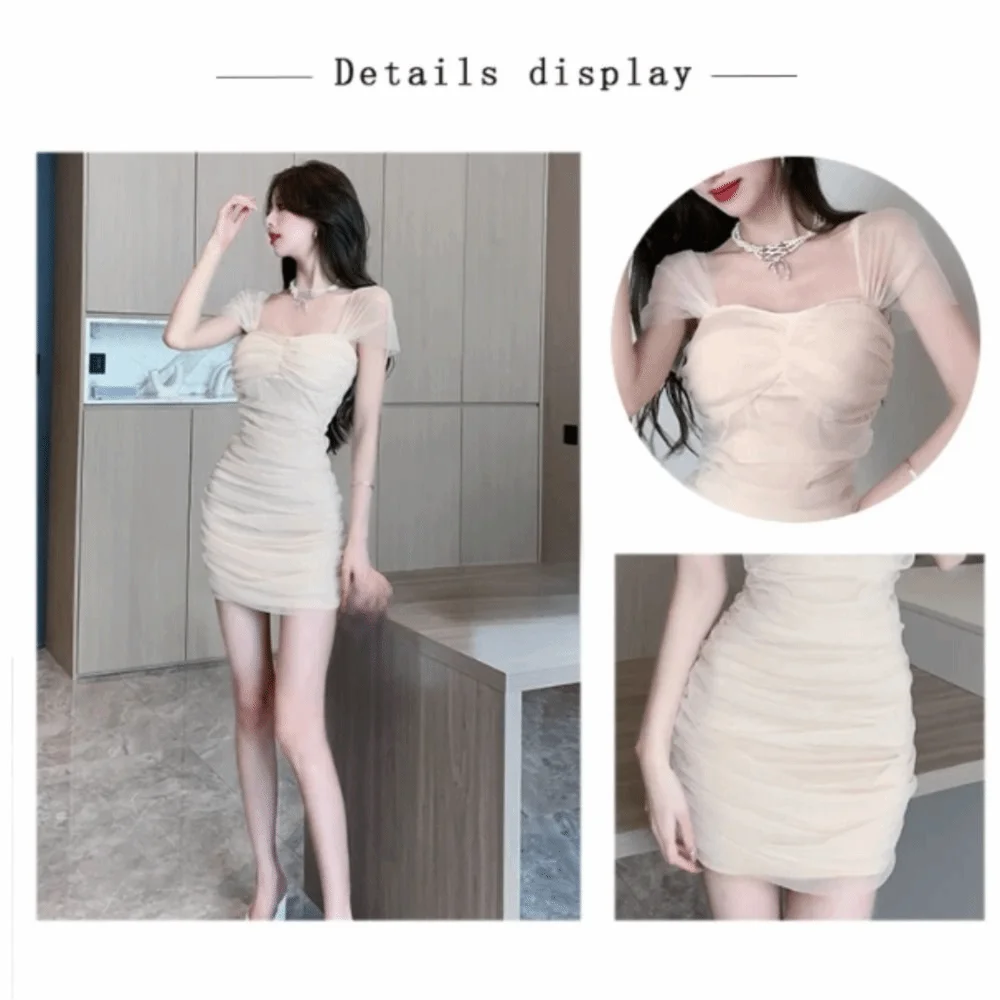 فستان بحزام شبكي مناسب للتخسيس، فستان ضيق على الطراز الفرنسي بكتف واحد، فستان خصر إمبراطوري، تاريخ الليل