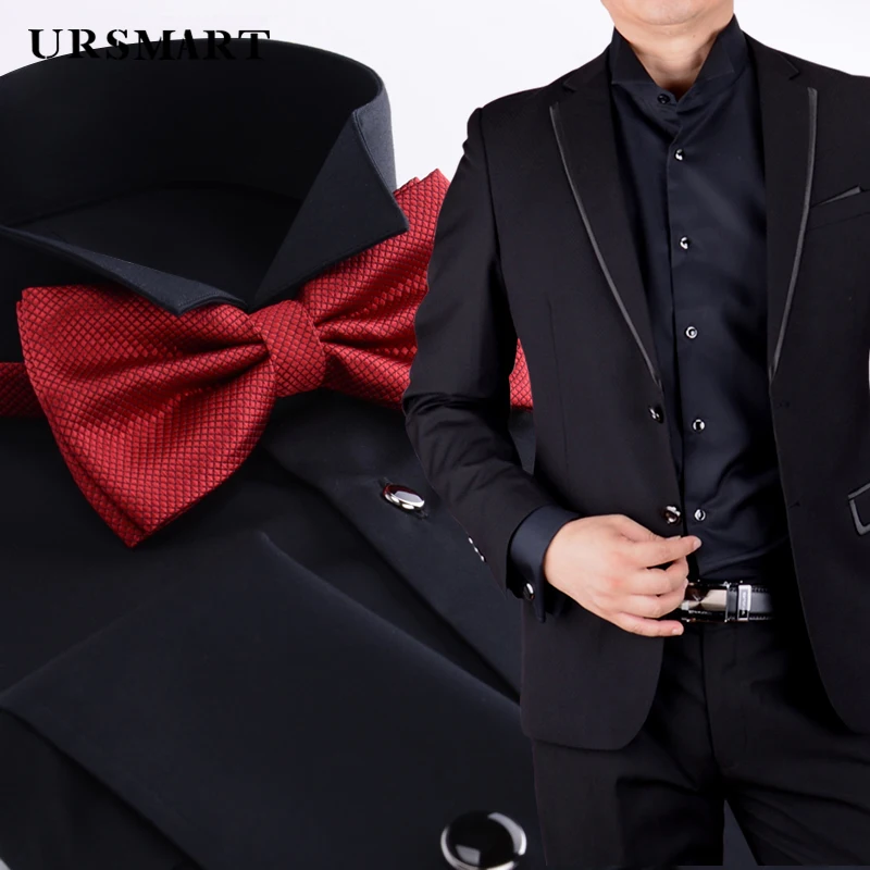 

Hot selling custom Tuxedo Shirts Winglet collar French cufflinks banquet party mens shirts long sleeve