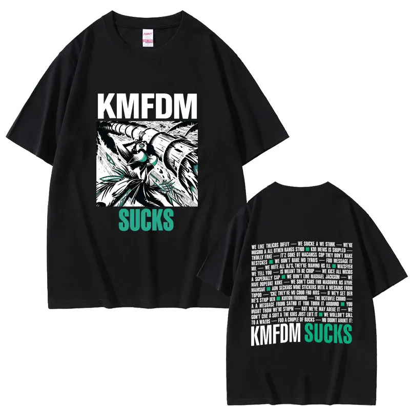 

Hot Rock Band Kmfdm Sucks Graphic T-shirt Men Women Retro Gothic Punk Streetwear Male Fashion Casual Oversized Crewneck T Shirts