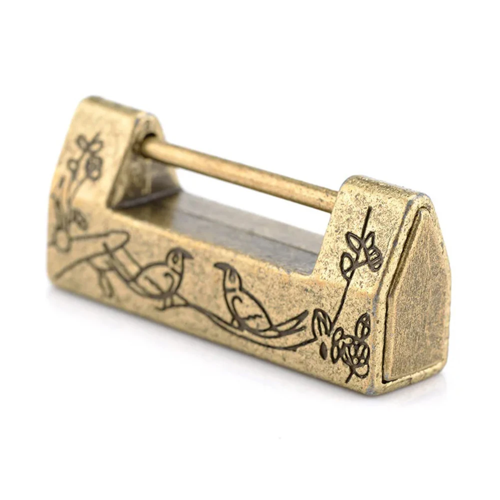 Antique Zinc Alloy Padlock Vintage Drawer Lock for Jewelry Box Chest Cabinet Decorative Retro Key Lock Includes Key
