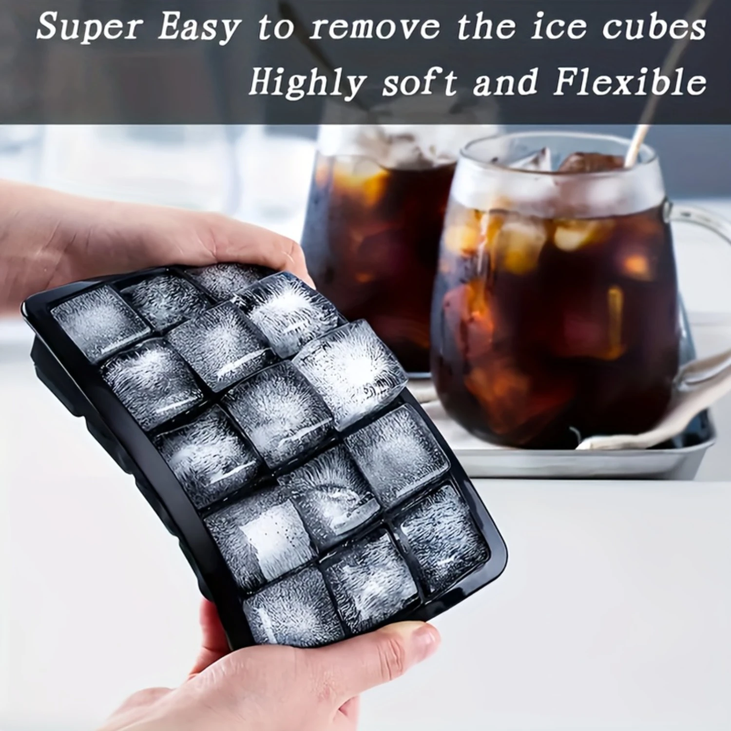 2-Piece Silicone Ice Cube Trays, 15 Squares Each, Bpa-Free & Stackable For Freezing - Perfect For Chocolate, Cakes, Juices & Dri