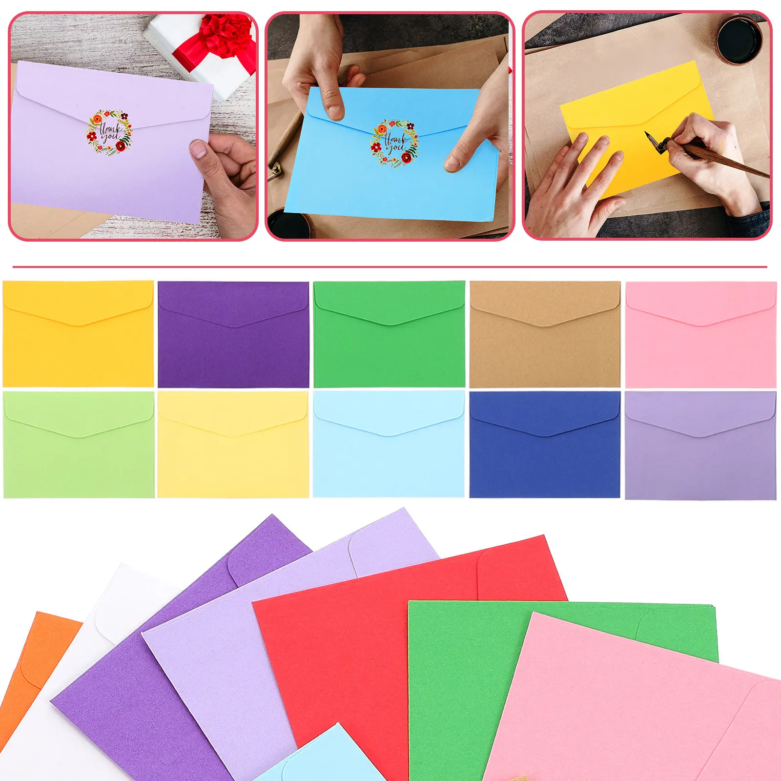 

140Pcs Mini Color Envelopes Decorative Invitation Multi-Function Compact Wedding Blank Card Envelopes Sealing