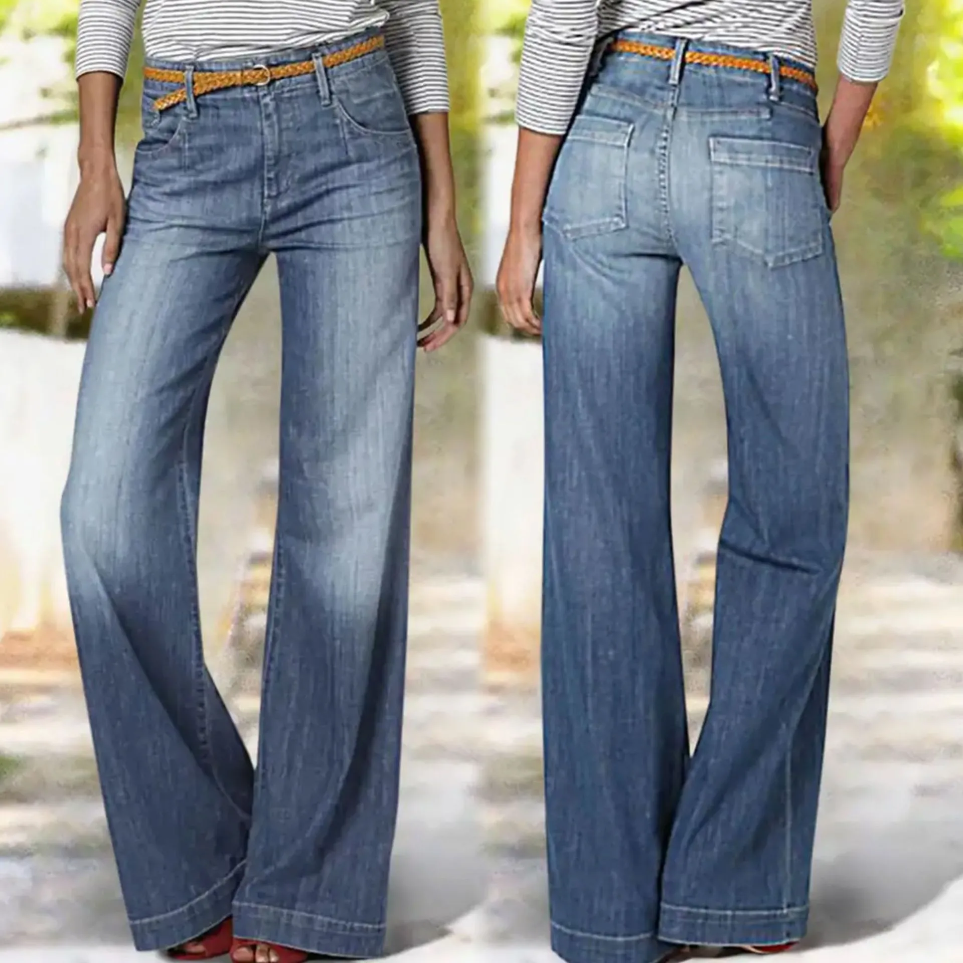 

High Waist Wide Leg Jeans Women's New Fashion Thin Flared Pants