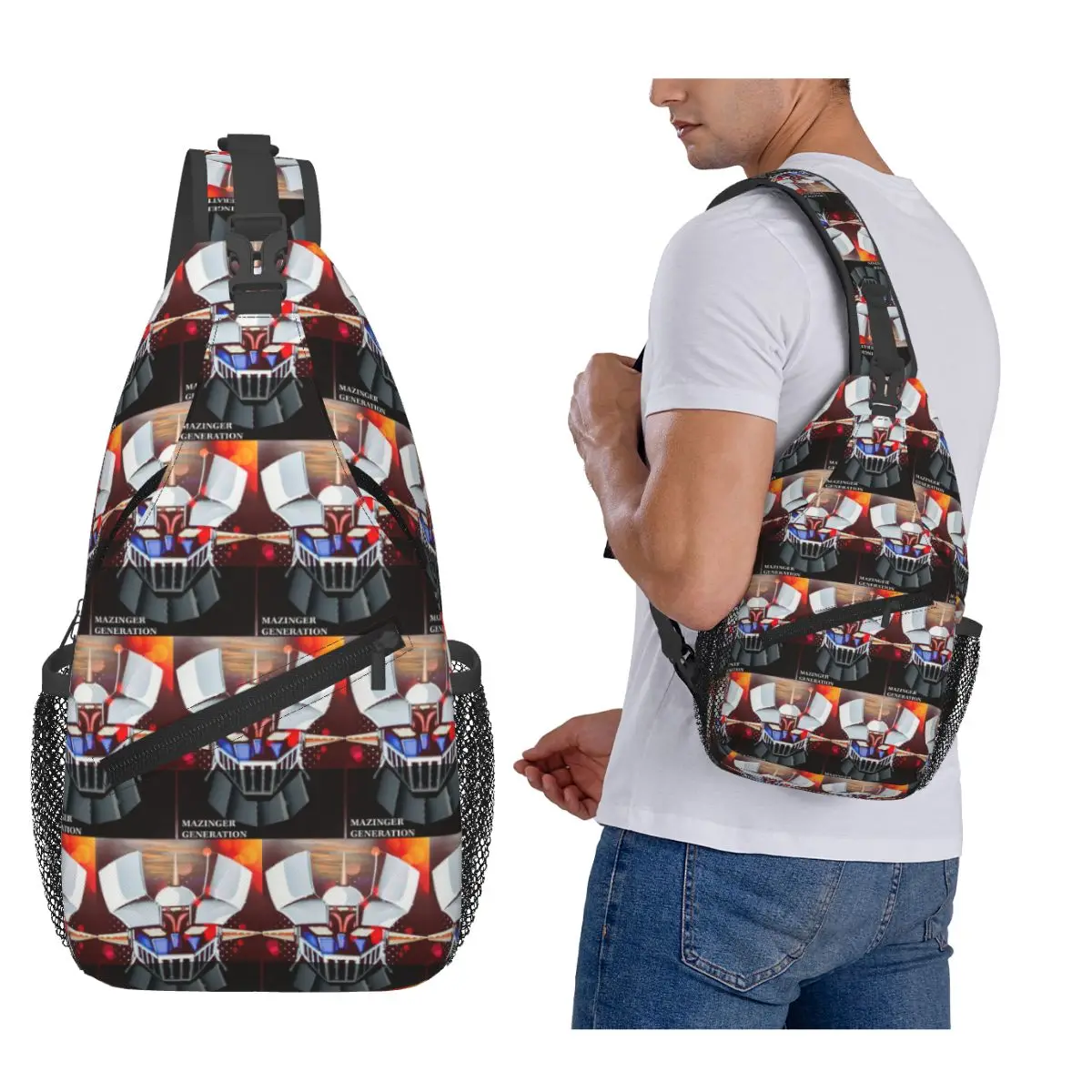 

Mazinger Z Mad Robot Grendizer Anime Manga Chest Bag Men Sling Crossbody Backpack Chest Bag Traveling Daypack Shoulder Bag