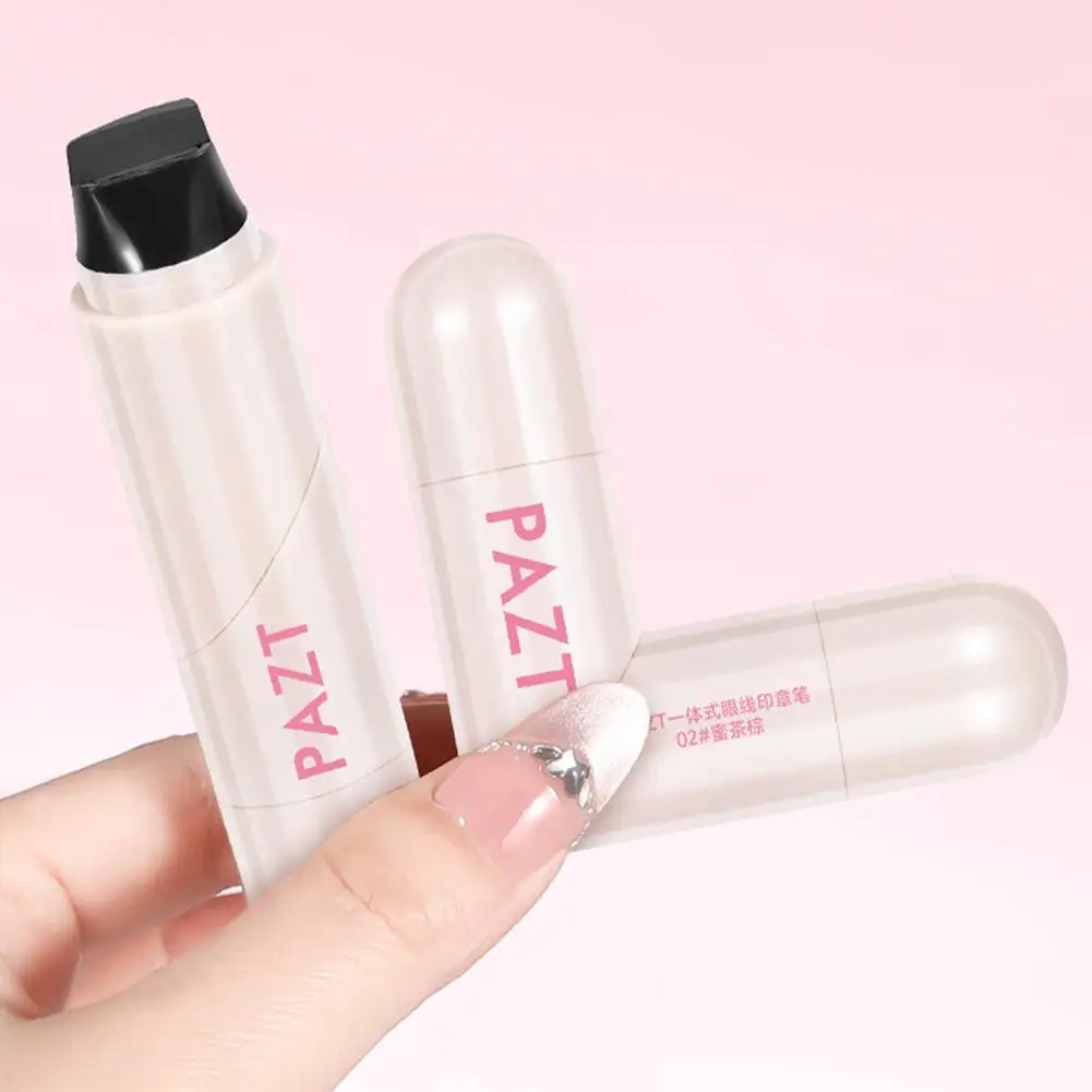 Integrowany eyeliner w pisaku z pieczątką, naturalny, wodoodporny, narzędzie do nakładania eyelineru, podwójny eyeliner odporny na rozmazywanie, szybkoschnący eyeliner z końcówką do oczu J1U6