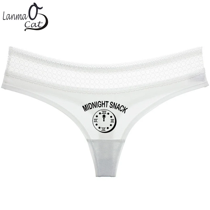 Text Picture Image Print Cotton Lace Underwear Women Sexy Custom Lace Thongs Underwear Printed Logo Cotton Lace G String Panty