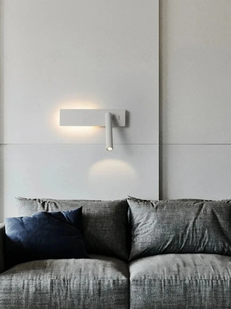 Lampa ścienna LED do czytania do sypialni hotelowej Minimalistyczna lampka nocna do książek Obrotowa kinkiet ścienny do sypialni Oprawa oświetleniowa do domu — 2