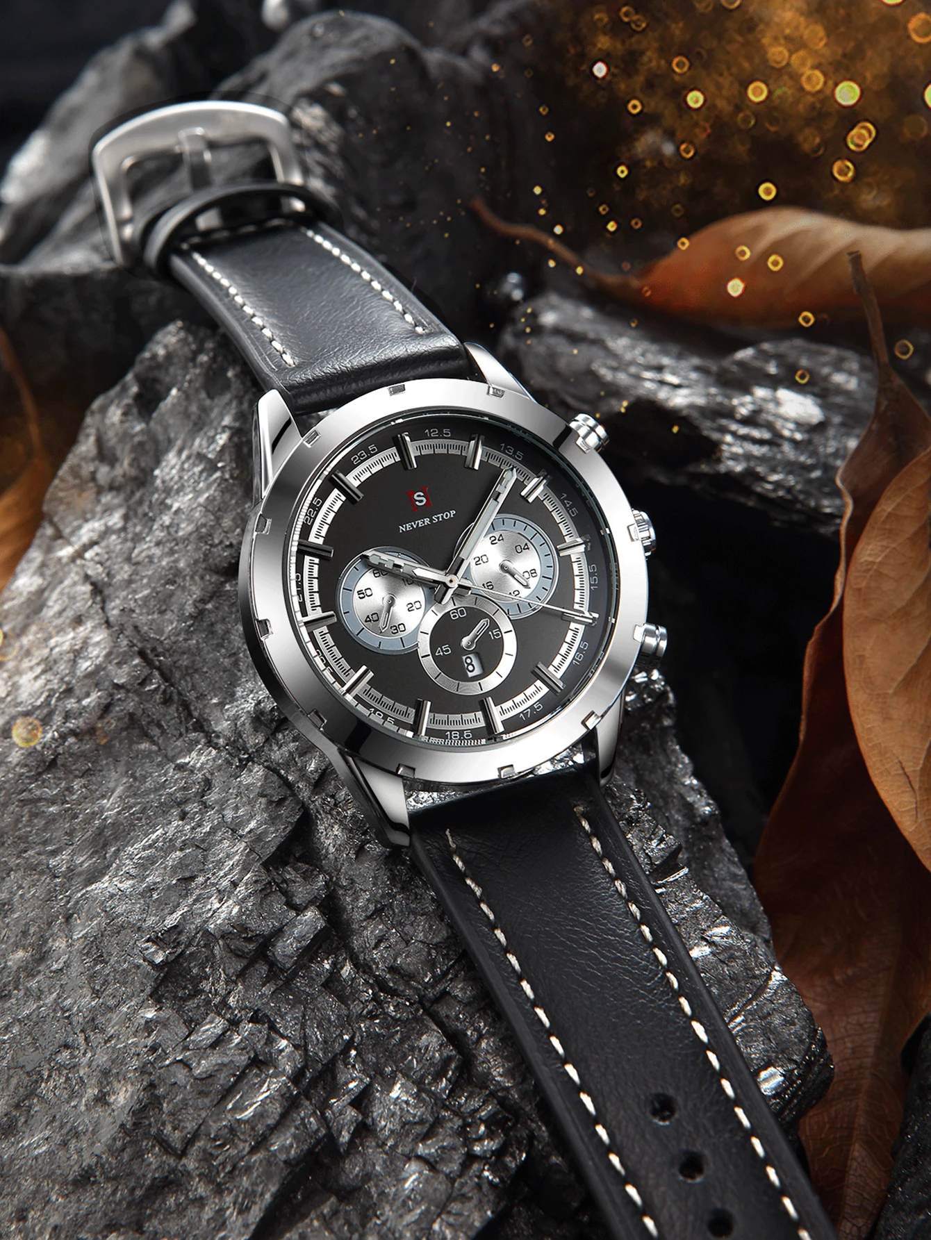 Серебристые кварцевые часы для – обзор и цена Leather Watch Band Men