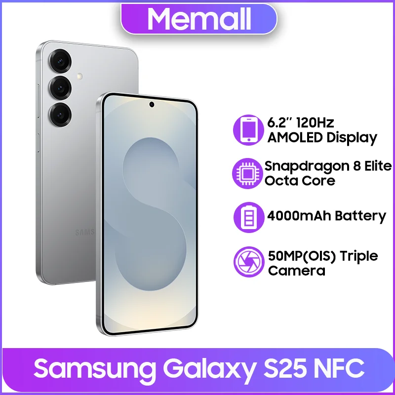 Samsung Galaxy S25 5G NFC Snapdragon 8 Elite 6,2 дюйма 120 Гц AMOLED-экран 50 МП OIS-камера 4000 мАч Аккумулятор IP68 Водонепроницаемый мобильный телефон