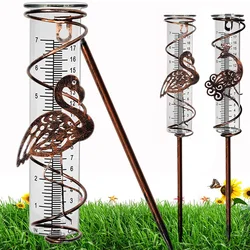 Wrought iron rain gauge Rain collector outdoor Garden decorative  simple Metal spiral rain watch bird Lawn Durability instrument