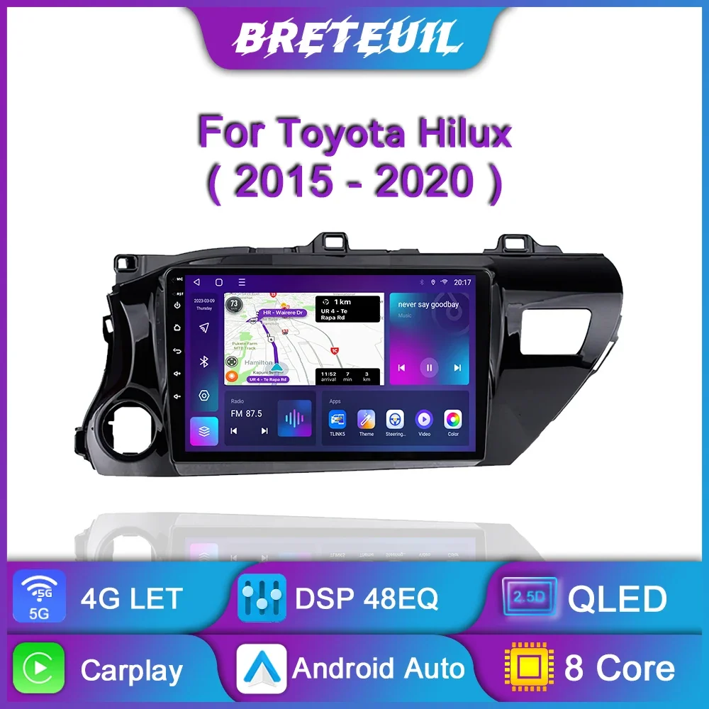 For Toyota Hilux Pick Up AN120 2015 - 2020 Android Car Radio Multimedia Player Navigation GPS Carplay Touch Screen Auto Stereo