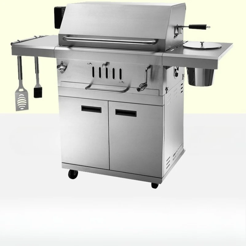 

Stainless steel charcoal grill, villa courtyard household with ice bucket removable