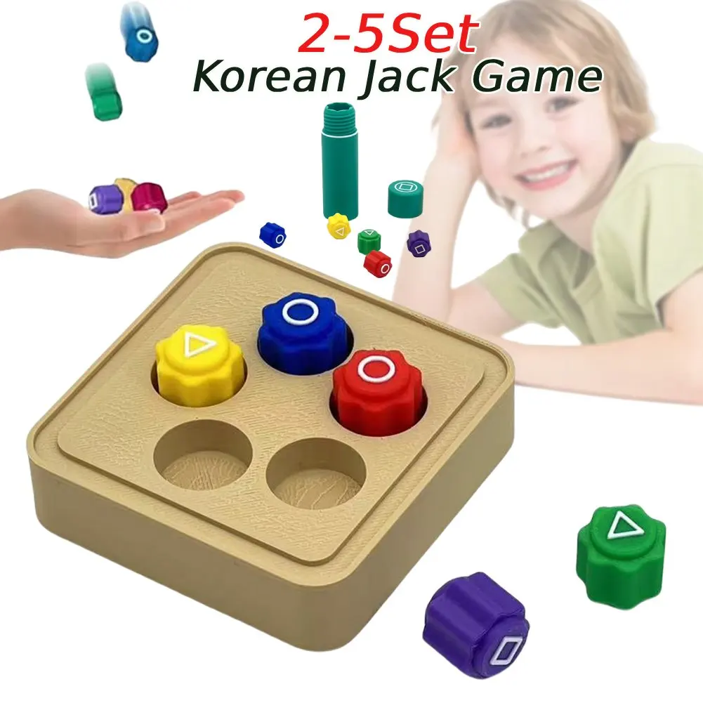 2-5 Set Korean Jack Game Sets Dice Gong-gi Game Party Square Circle Triangle Printing Bar Games Party Props Korean Film Toys