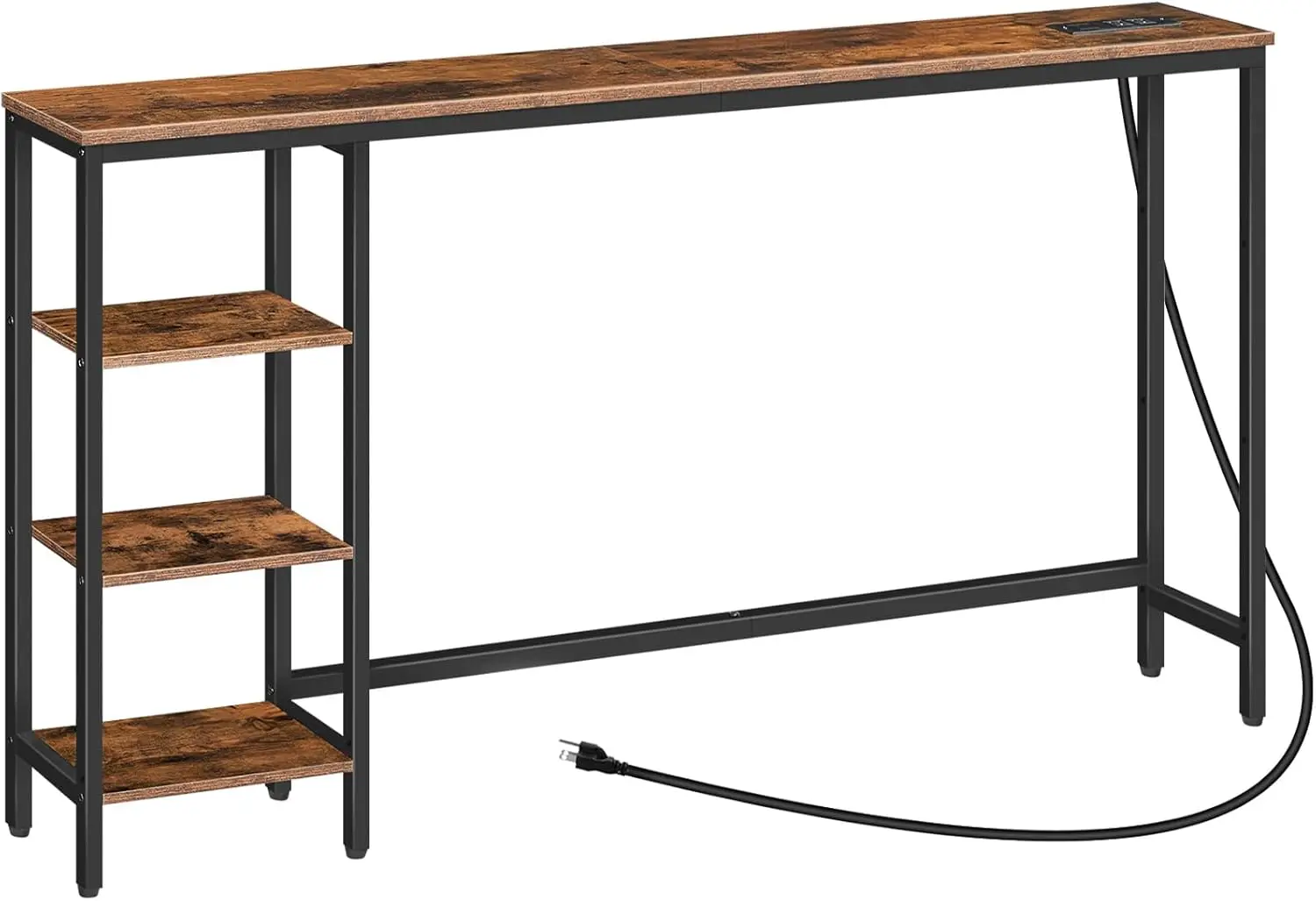

Console Table with Power Outlet, 63" Behind Sofa Shelves, Narrow Entryway Storage, Couch for Living