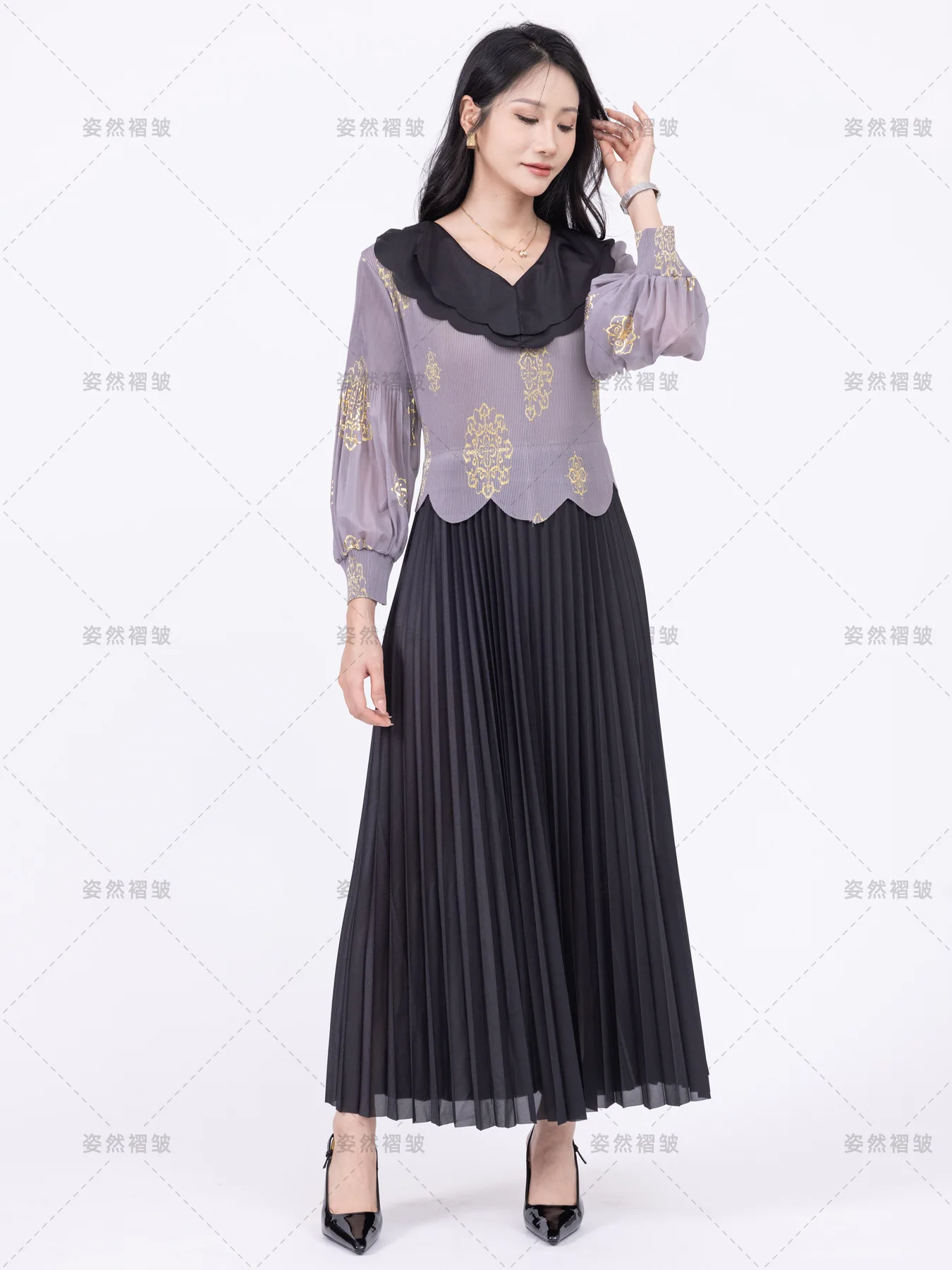 Luksusowe sukienki plus size dla kobiet, plisowane sukienki szyfonowe Miyake z długim rękawem, eleganckie sukienki wieczorowe na przyjęcia i bale, modne damskie sukienki.