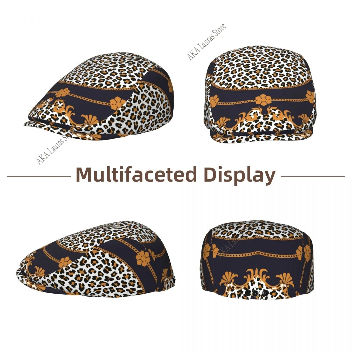 Newsboy Cap Leopard Print Vintage Casual Cap Berets Visor Gatsby Flat Ivy Hat Elegant Men's Beret