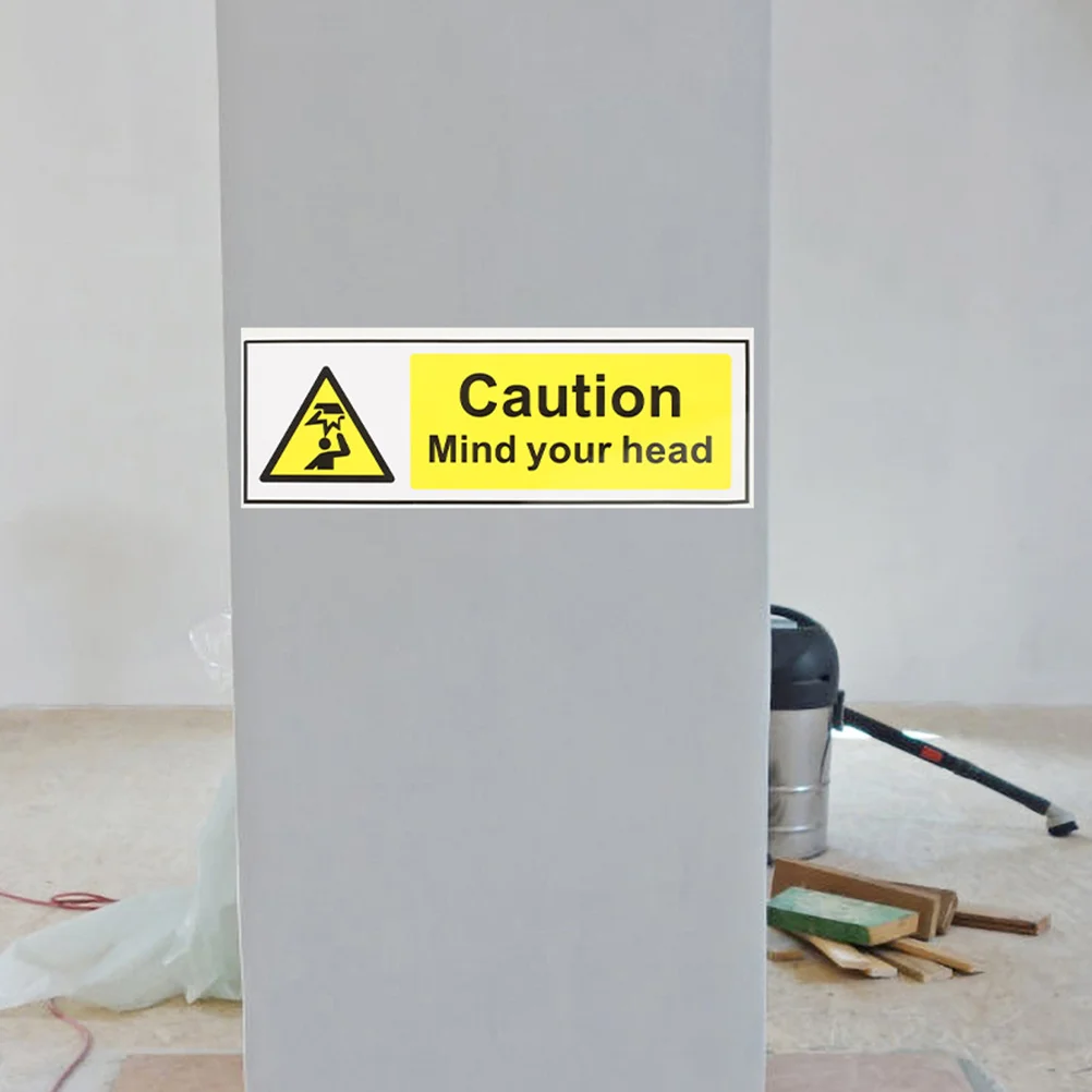 2Pcs Watch Your Head Warning Safety Signs Self Adhesive PVC Caution Stickers for Factory Workshop Machine Use Warning Signs