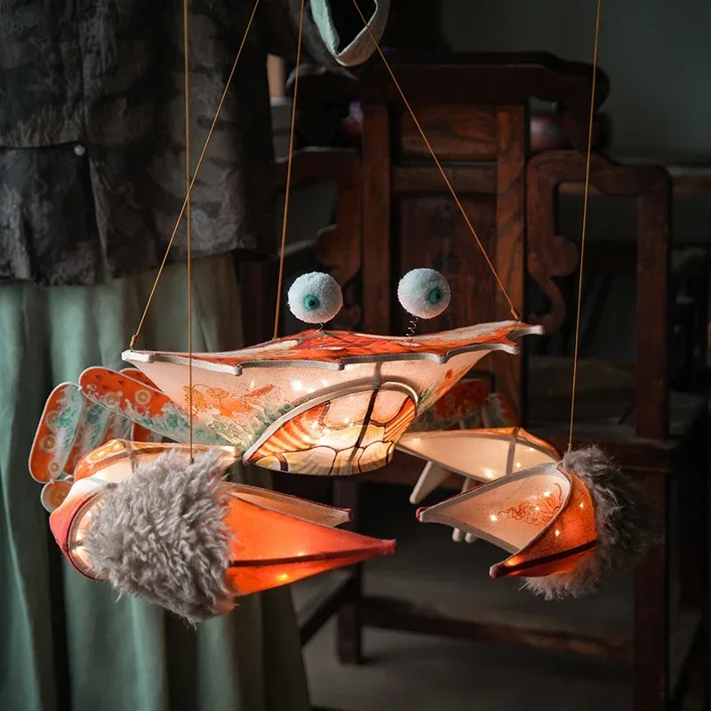 

2025 new crab lamp handmade DIY material package lantern bamboo flower lamp antique Chinese portable