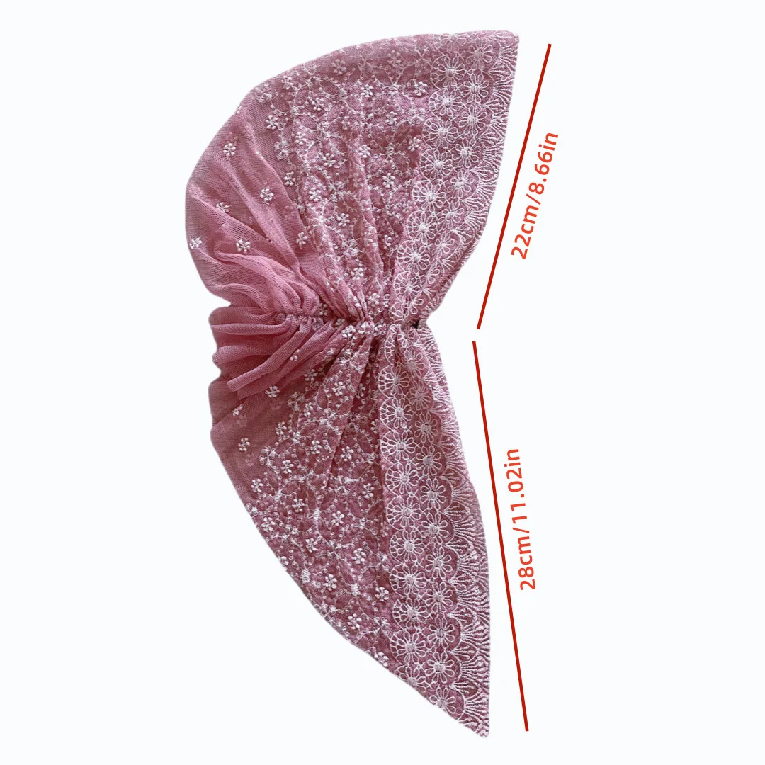 Chapeau foulard en dentelle brodée de luxe – Turban pull pour femmes, couvre-cheveux à la mode et voile de beauté