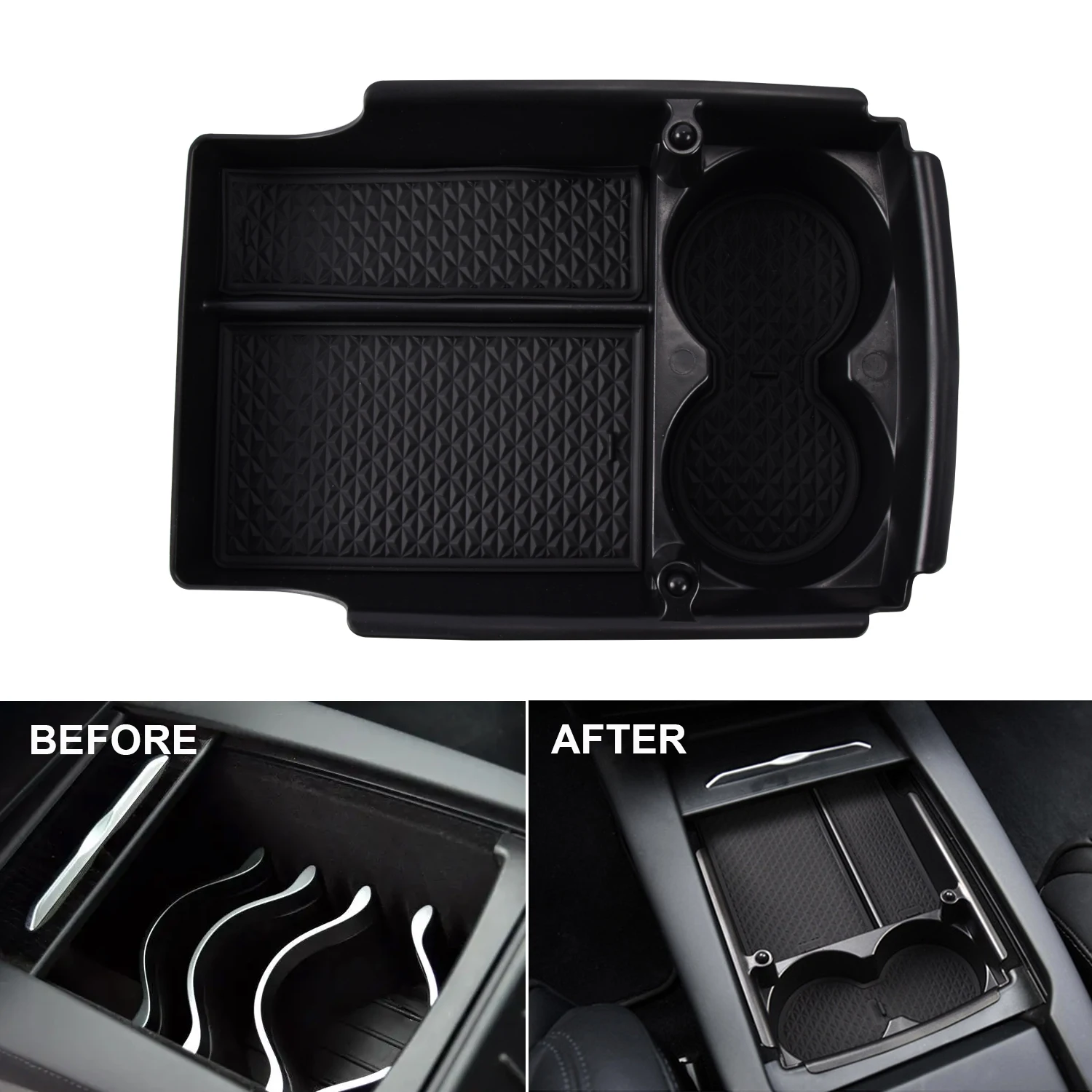 Per Tesla Model S Model X accessori Console centrale ABS Tray Organizer bracciolo centrale scatola portaoggetti inferiore muslimakes555520