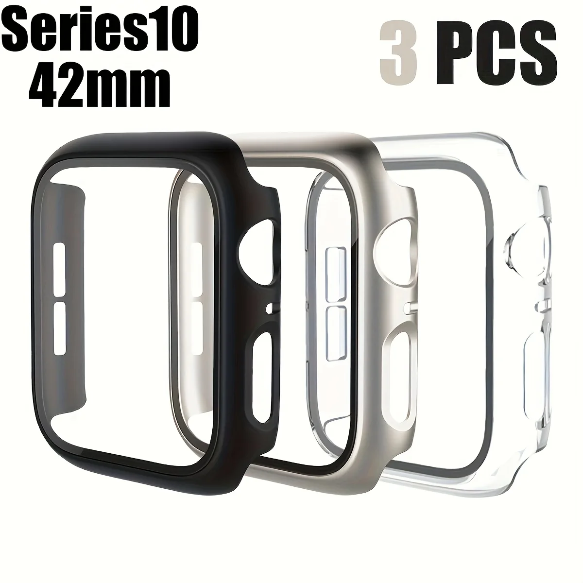 3PCS gehärtetes Glas + Abdeckung für Apple Watch Case 45mm 41mm 44-46-42mm Displayschutzfolie Apple Watch Serie 10 9 6 SE 7 8 Zubehör