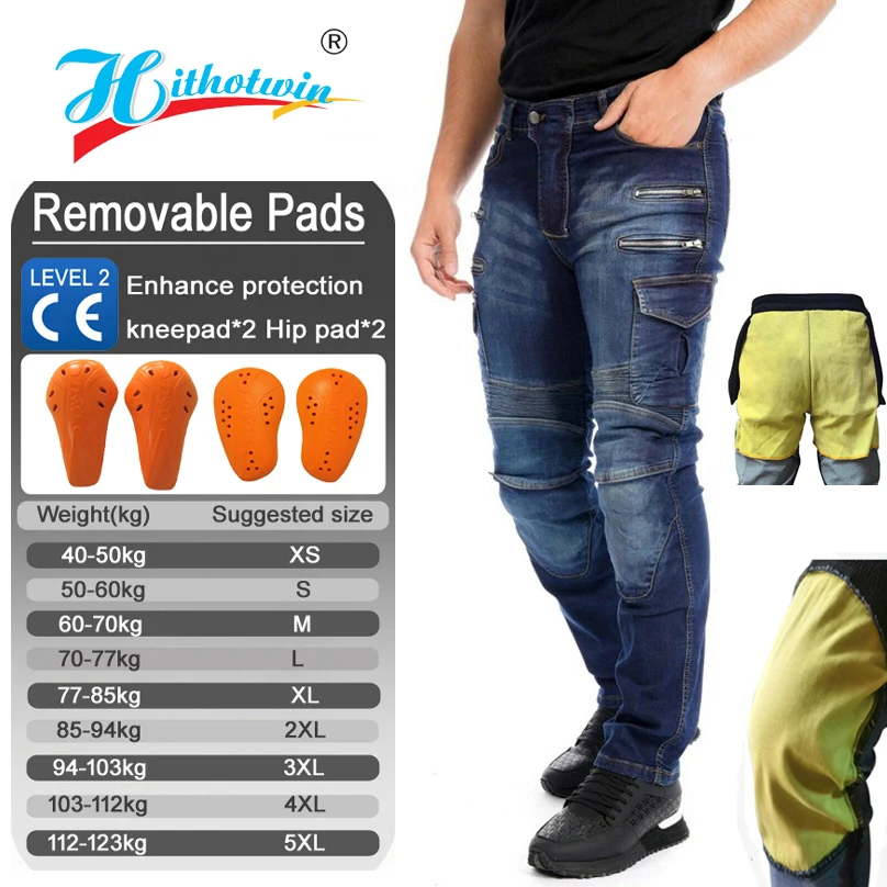 

Motorcycle Jeans Pants for Men Blue Zipper Protective Gear Motorbike Trousers Man Riding Jeans Motocross Pants
